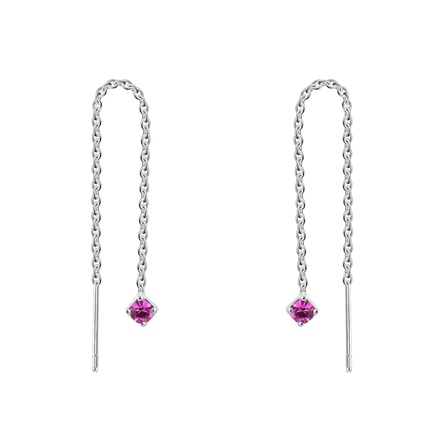 NEW Trendy Wholesale 925 Sterling Silver 3mm CZ Threader Earring Long Chain Dangle Thread Through Earrings Woman Tassel Earrings