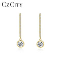 CZCITY 14K Gold Vermeil Fashion Jewelry 925 Sterling Silver Earrings High Polish Round Drops Earrings Women