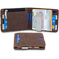 Classic Brown Leather Men's Wallet with Open Closure RFID Blocking & Minimalist Design Short Length & Credit Holder Features