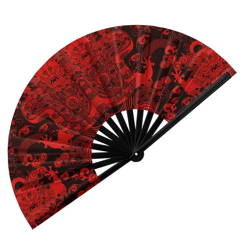 33CM Custom Large Bamboo Plastic Folding Fan Craft Chinese Large Bamboo Rave Clack Fans Sublimation for Party Wedding Dancing