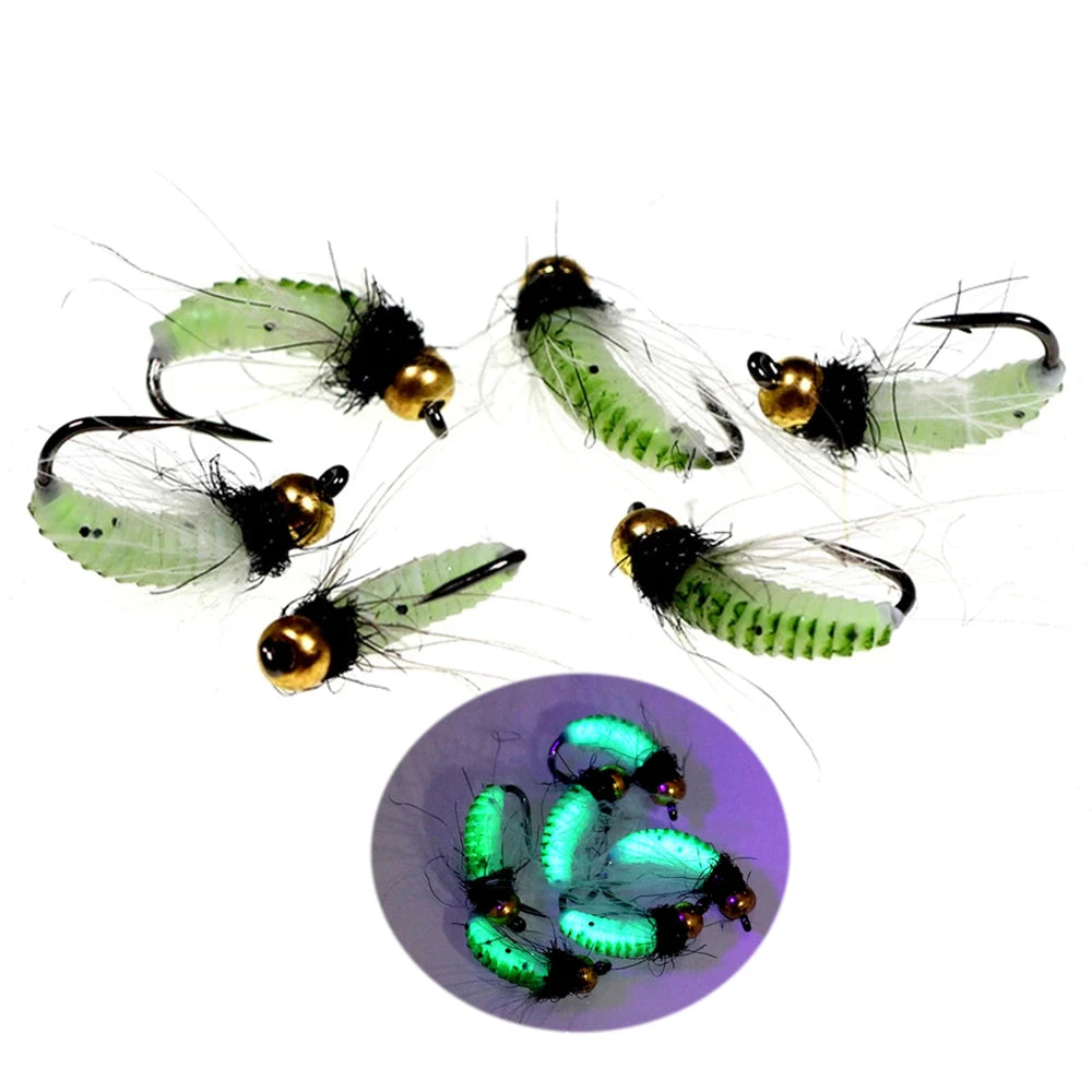 CDC Feather Hackle Nymph Scud Fly UV Brass Beadhead Wet Bug Worm Trout Fishing Fly Bait Lure Fast Sinking Customized Fly Bait
