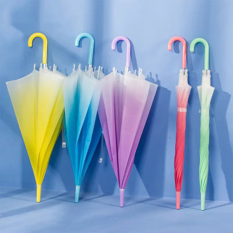 Classic Adults Straight Semi-Auto Open Umbrella Colorful without Graduated Hook J Handle for Back to School