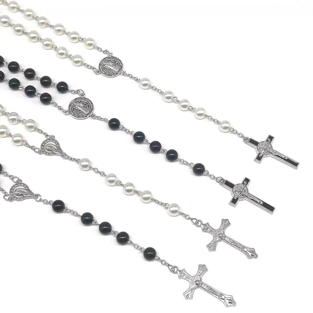 Hot Sale Rosary Necklace Glass Imitation Pearl Long Sweater Chain for Men and Women | Beads Size 8mm