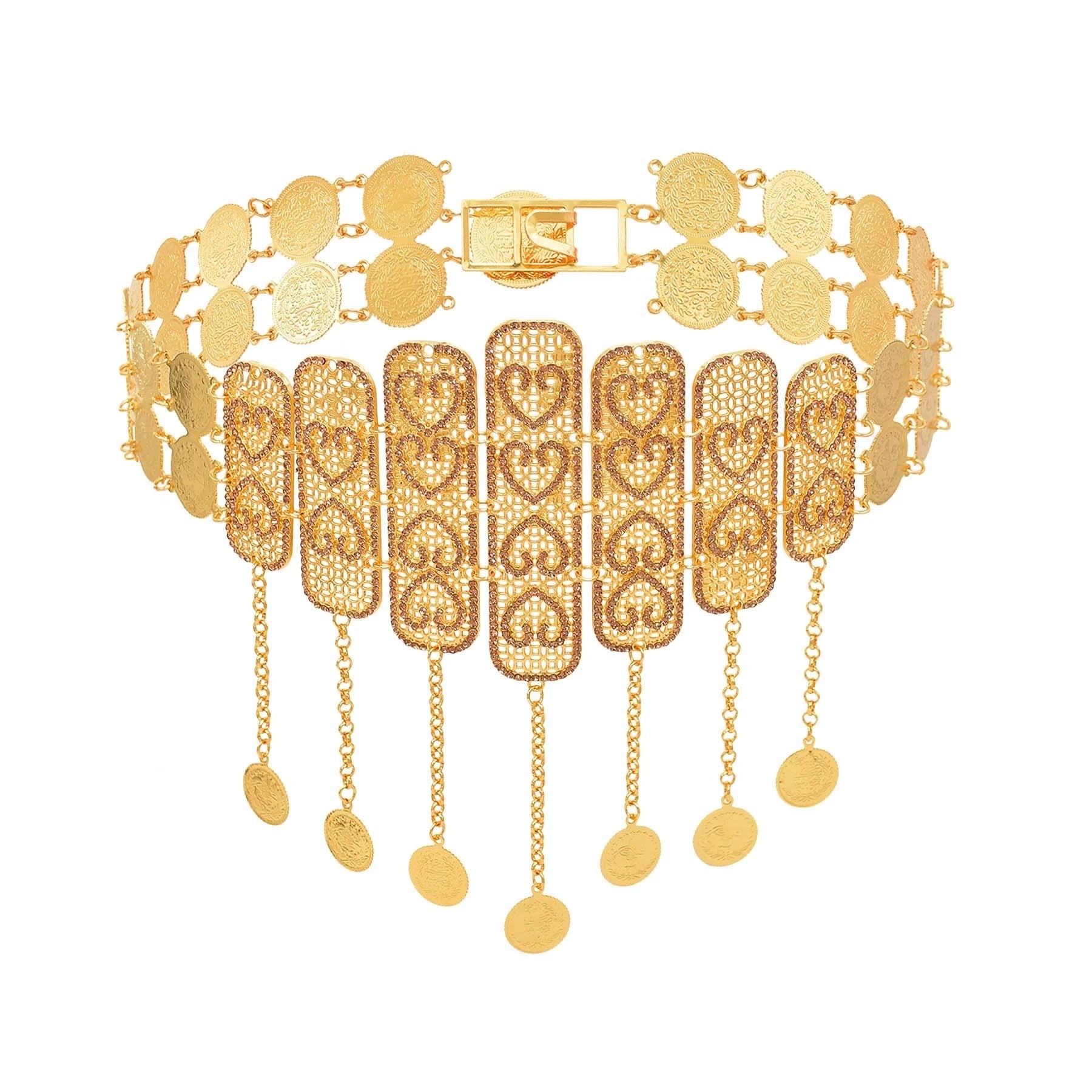 Indian Thailand Big Wide Gold Metal Coin Tassel Belly Dance Dress Belt Body Chains Party Jewelry