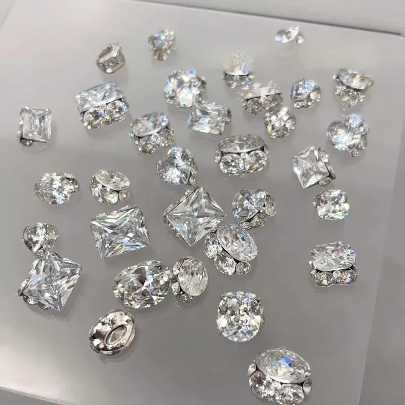 Paso Sico Handmade 3D Kawaii Style Nail Art Decorations White Zircon Sparkling Pigeon Egg New Nail Rhinestones Nail Charms