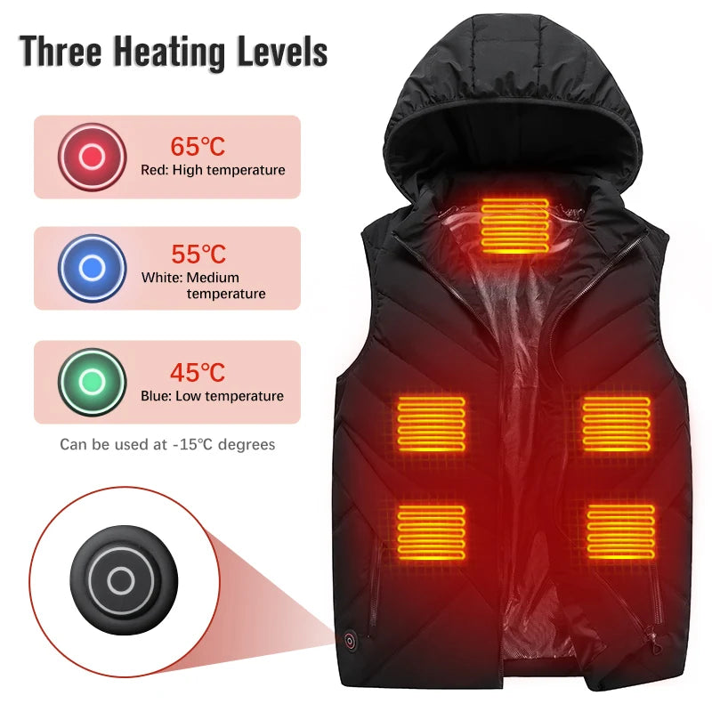Ready to Ship 5V 11 Heating Zones Thermal Rechargeable Battery Waistcoat Heated Vest Electric Clothes for Women Men Winter Wear