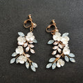 SLBRIDAL Handmade Rhinestones Opal Crystals Ceram Flower Bridal Dangle Earring Wedding Chandelier Earring Fashion Women Jewelry