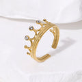 2026 New Anillos De Compromiso Simple Diamond Crown 18K Gold-plated Stainless Steel Ring