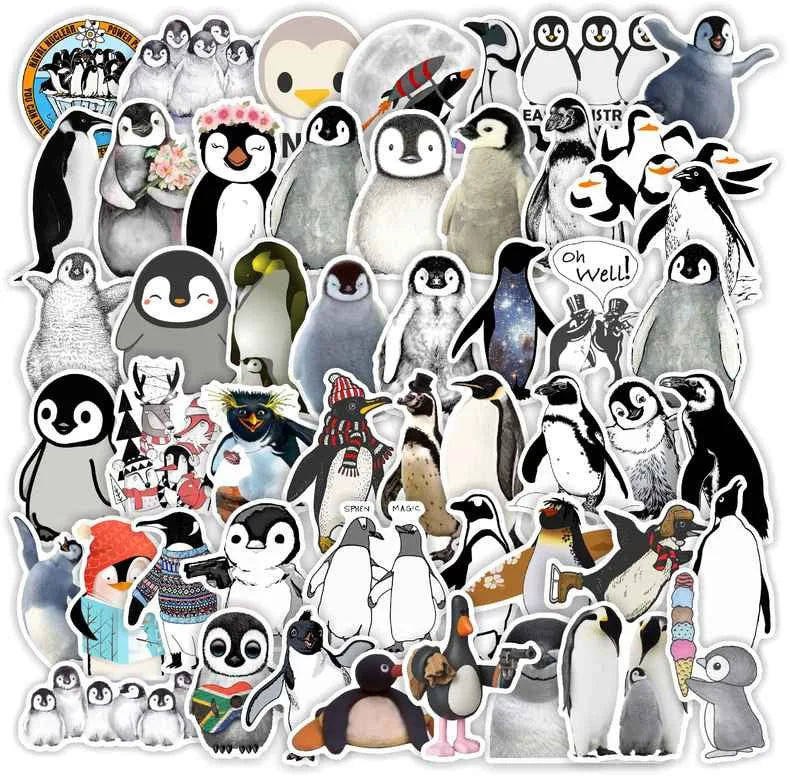 50PCS Lovely Cartoon Penguin Sticker Cute Dog Decals for Luggage Bottle Golden Retriever Dog Lover Gift