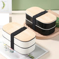 Modern Minimalist Food Box Plastic Bamboo Bento Lunch Box for Kids for Adult New Design Double Layers Food Container
