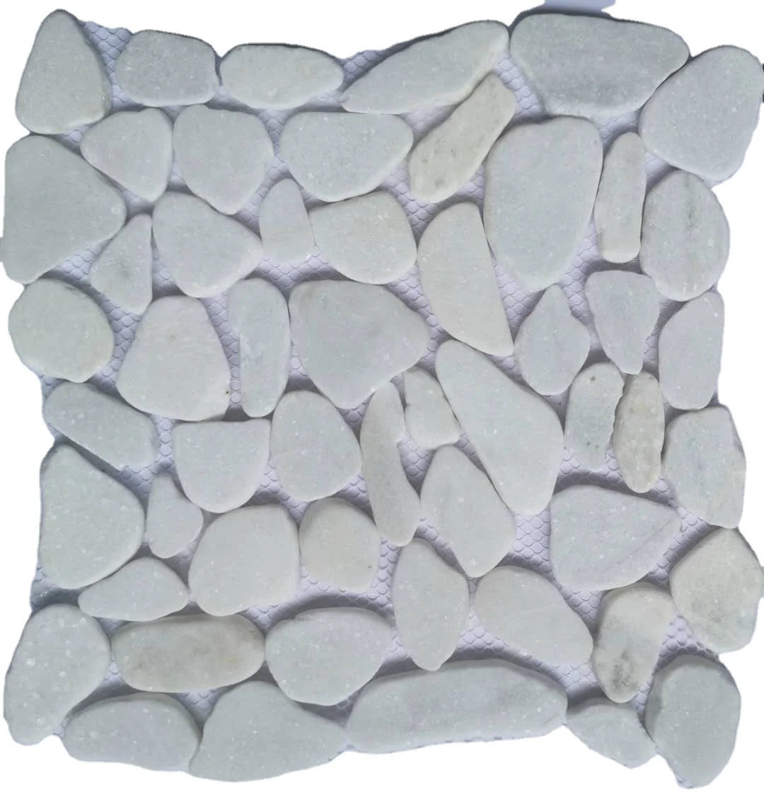 White Color Pebbles Mosaic Eco-Friendly Durable Modern Villa Tile Flat Finished Pebbles Stone Bali Natural China