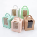 Custom Portable Square Cupcake Takeaway Multi-color Recycled Paperboard Food Safe Packaging Window Embossed Design Eco-Friendly