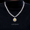 LusterCustom Luxury 10K14K18K Gold Necklace Cushion Cut Lab Made Yellow Moissanite Diamond for Engagement Special