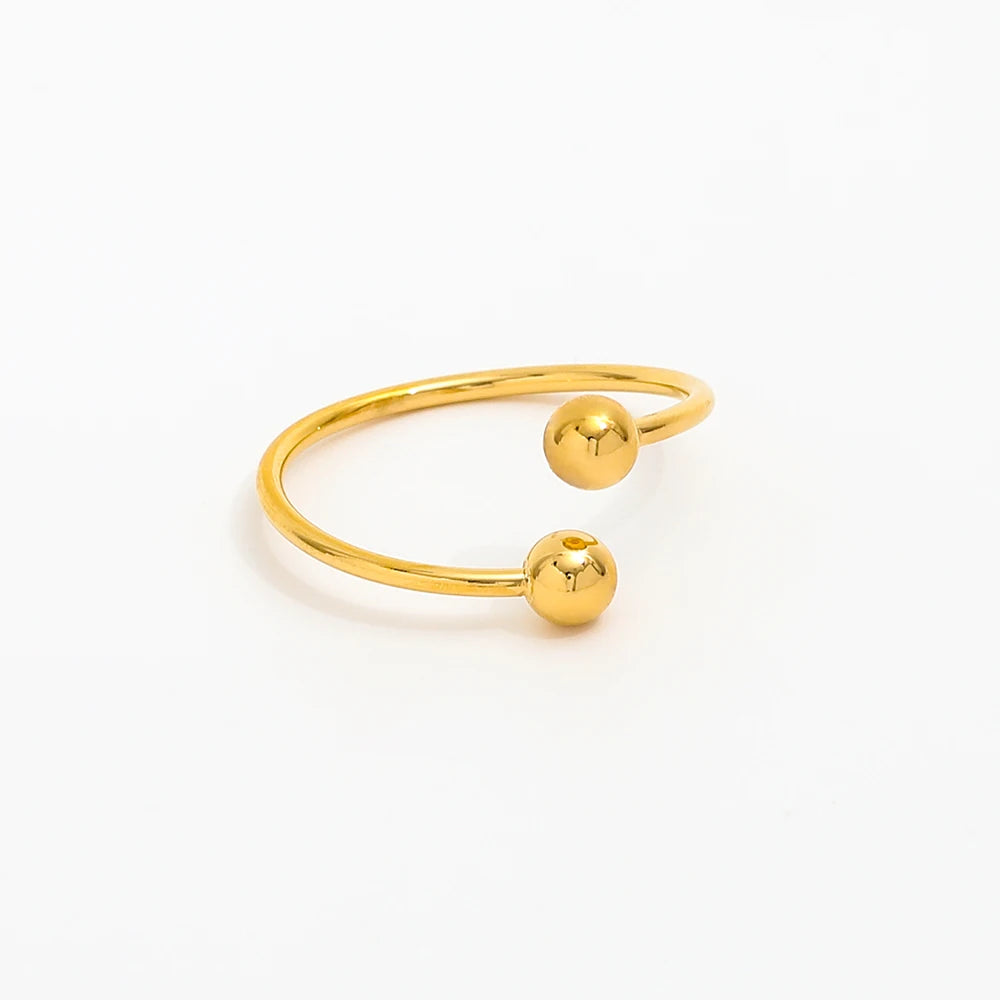 Fenny 18K Gold Plated Wholesale Jewelry Tarnish Free Mini Simple Stainless Steel Bead Adjustable Finger Ring for Women