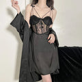 2025 New Style Sexy Pajamas Women With Chest Pad Summer Lace Hollowed Out Bow Nightdress Nightgown Temptation Two-piece Set Thin