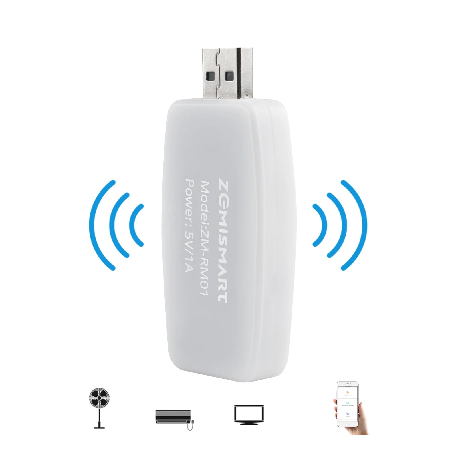 Zemismart Tuya RF+IR Controller WiFi USB Dongle All in One Remote DIY Learning Function Control Fan TV Aircon