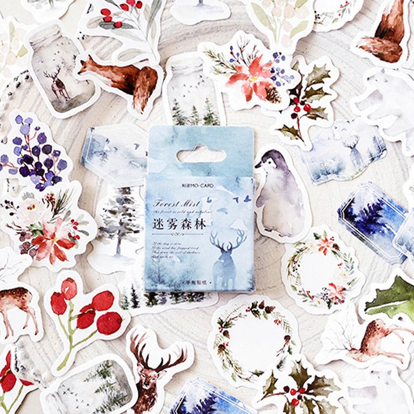 46pcs/box Lovely Foggy Forest Diary Decoration Stickers DIY Planner Scrapbooking Sealing Label Sticker  Stationery