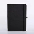 Custom Logo Black Faux Leather Plain Notebook Lined Dot Journal Cheaper Student Office Hardcover Note Book Paper Diary With Band