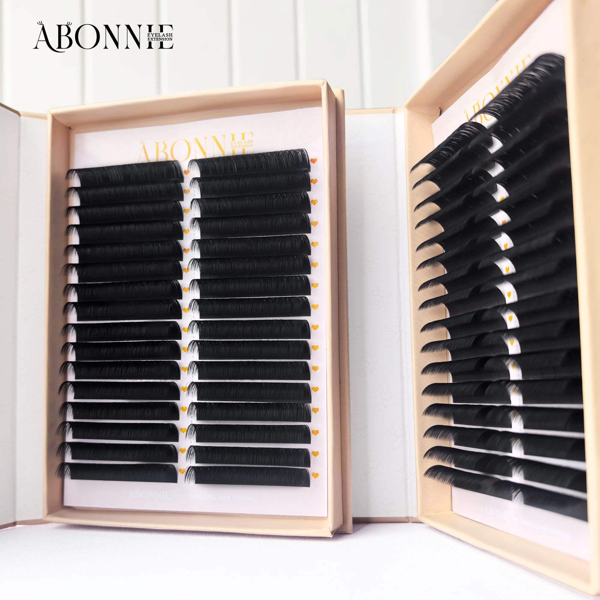 Abonnie Wholesale Fluffy Eyelash Extension Pbt Fiber Velvet Lash Extensions Matte Black Fluffy Dark Matte Cashmere Lash Trays