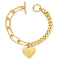 Zhongzhe Forever Heart Feather OT Charm Bracelets Chain PVD 18k Gold Plated Stainless Steel Waterproof Anti Tarnish Bracelet