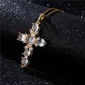 Aimgal Fashion Jewelry Brass Plated 18K Gold 5A Zirconia Cross Pendant Necklace Hip-hop Punk Style Trendy for Parties Gifts
