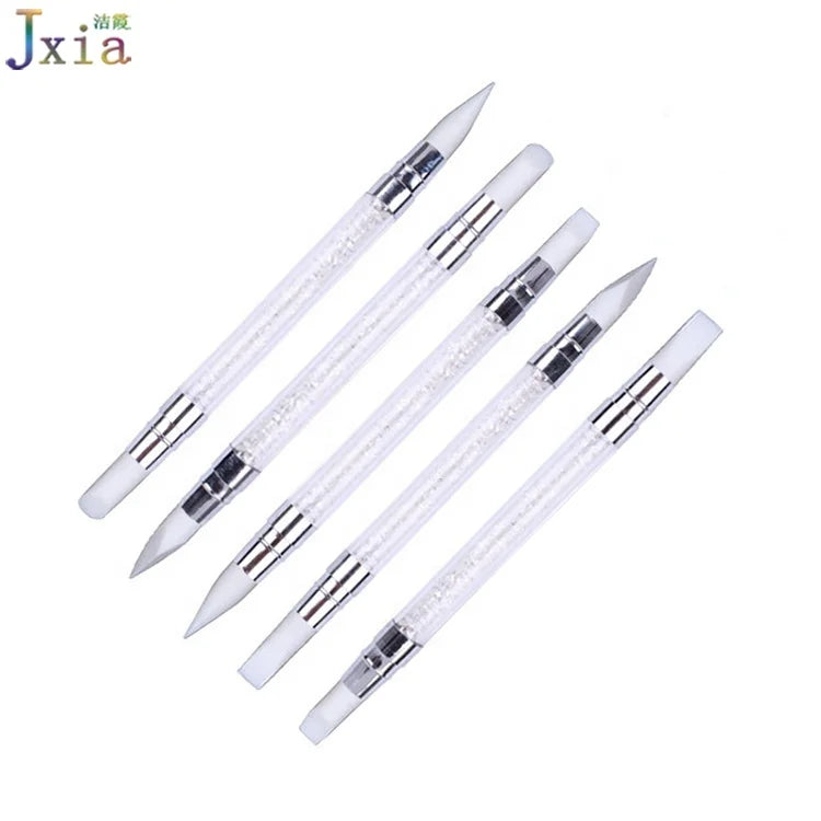 Jiexia Private Label 5pcs Nail Art Carving Pen 3D Hollow Flower Sculpting Silicone Nails Brush