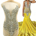 WDP-245-1 Colorful Decorated Appliques Bodice Handmade Rhinestone Applique for Party Dress
