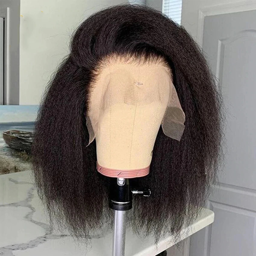 Afro Kinky Human Hair Full Lace Wigs Kinky Straight Wholesale Wigs Brazilian Human Hair 13*4 Lace Front Bleach Knot Wigs