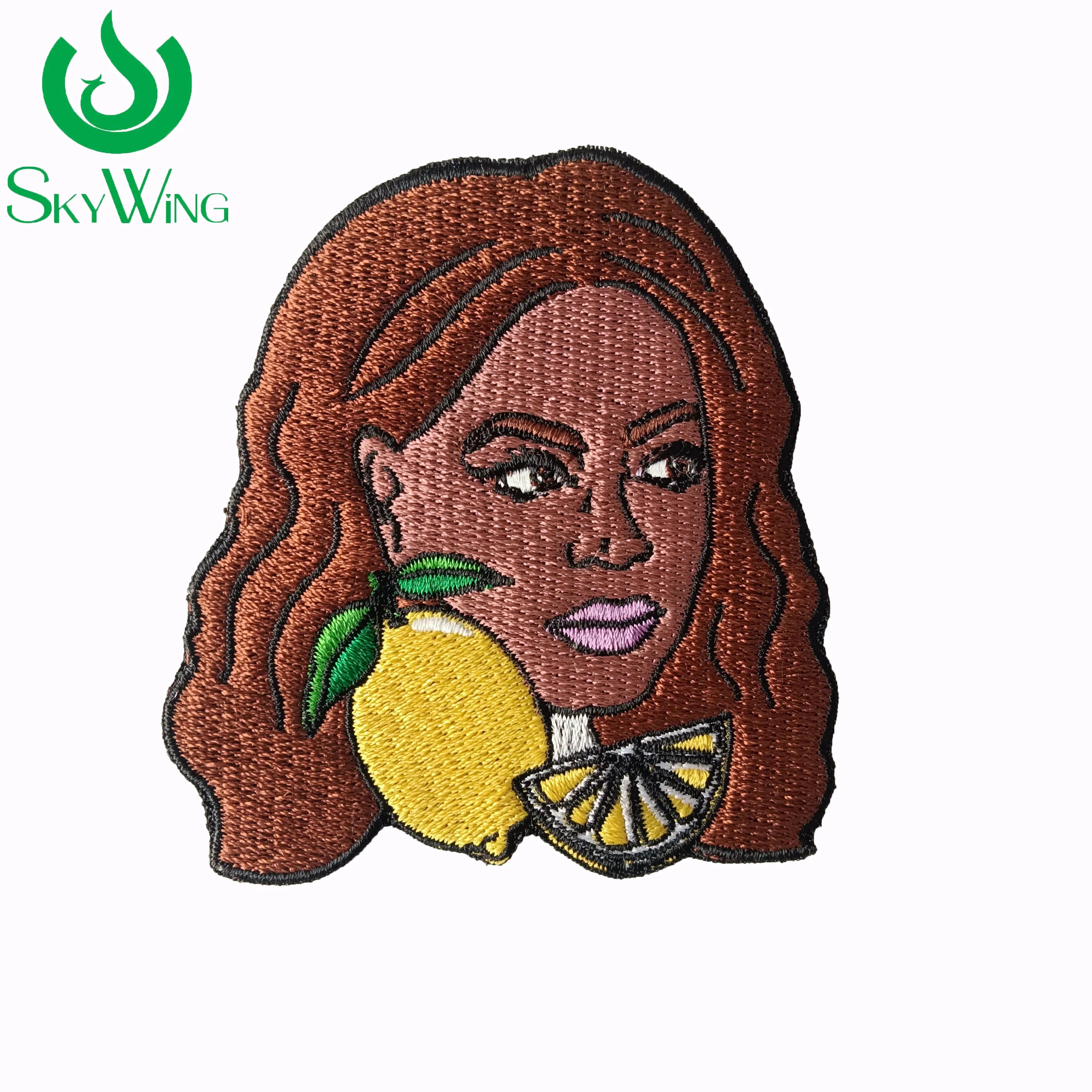 No Minimum Order Beautiful Black Girl Patches Full Embroidery Afro Girl Sew-On Felt Patch for Clothing T-shirt