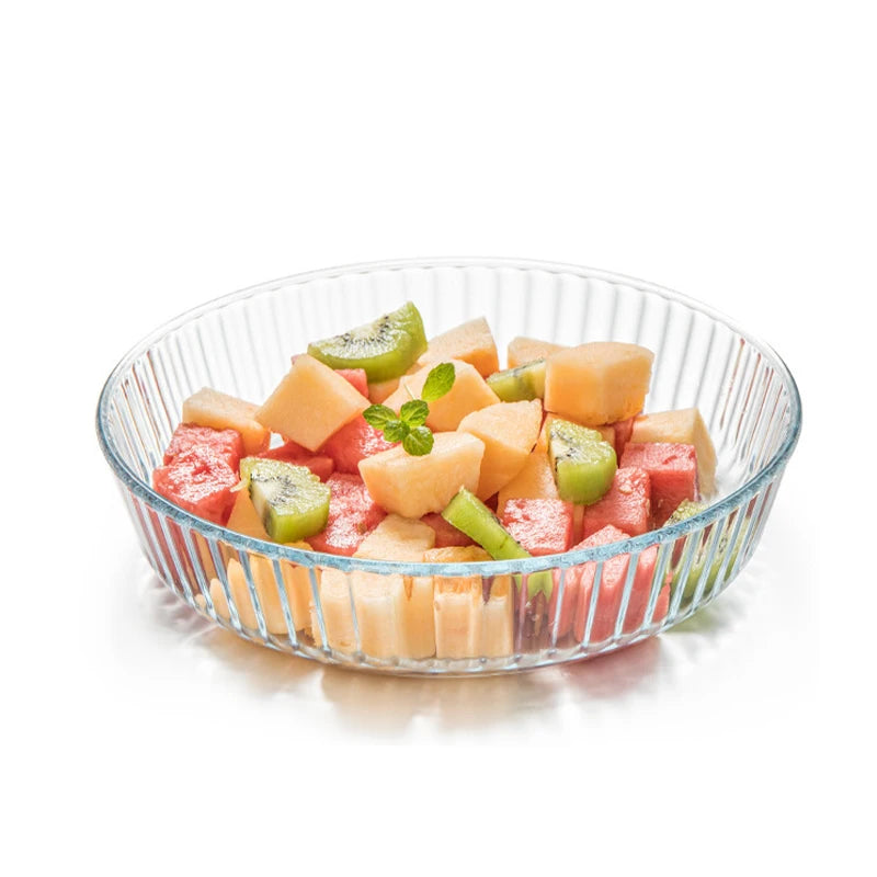 10-Inch Clear Borosil Crystal Glass Round Baking Dish 2.1L Capacity Oven Roasting Pans Without Lid for European Market