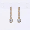 Starsgem Vintage Style  Jewelry 10k 14k 18k Yellow Gold Hoop Bezel Earrings With 0.3CT DEF VS VVS IGI Diamonds 4.0mm Lab Diamond