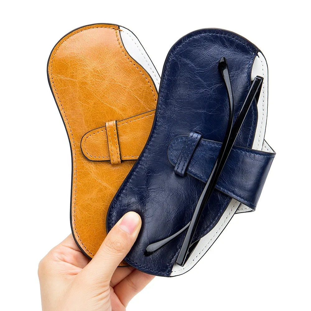 Handmade Portable Sunglasses Pouch Genuine Leather and Velvet Glasses Storage Bag Eyeglasses Cases & Cases