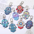 Hot Sale Board Enamel Fatima Hand Hamsa Palm Pendant Zinc Alloy UV Printed Charm Keychain for Souvenirs Gifts