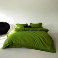 Classic Fashion Cozy Green Solid Color Embroidered Luxury Lyocell Fiber Cotton 300TC 4 Piece Bedding Set