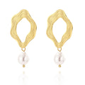 Creative Fashion Jewelry Women Hollow Drop Pendent Geometric Pearl Earrings