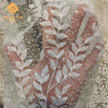Bridal Wedding Leaf Design White Sequin Tulle Beaded Embroidery Tulle Lace Fabric