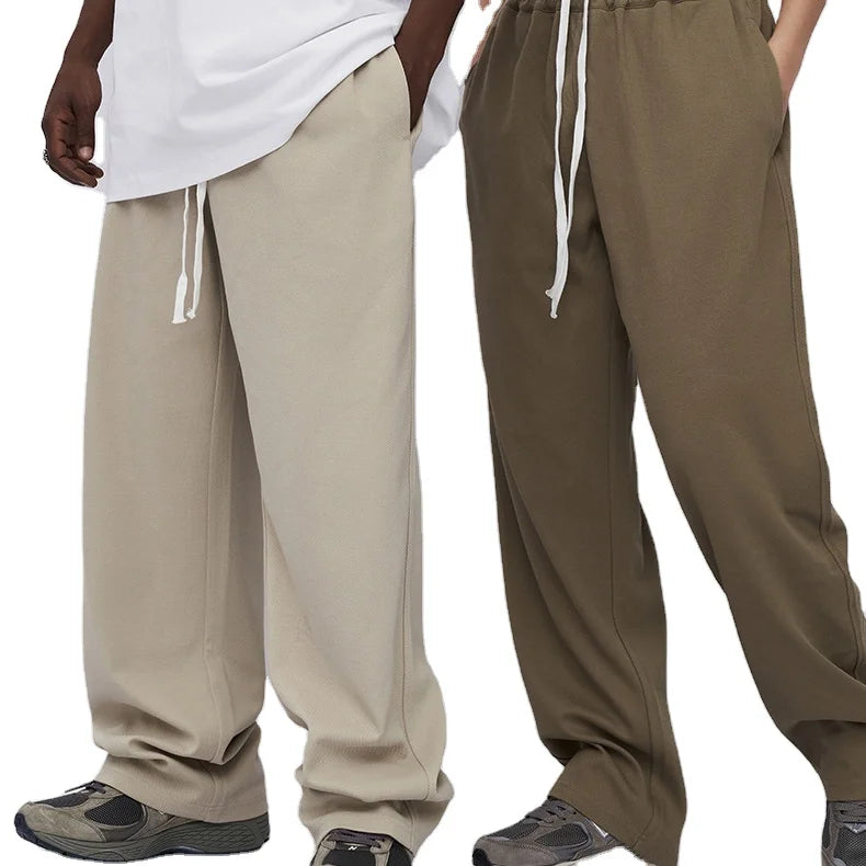 2023 Winter New Design Solid Color Sweatpants Quality Khaki Sweatpants Men Black Stacked Sweatpants