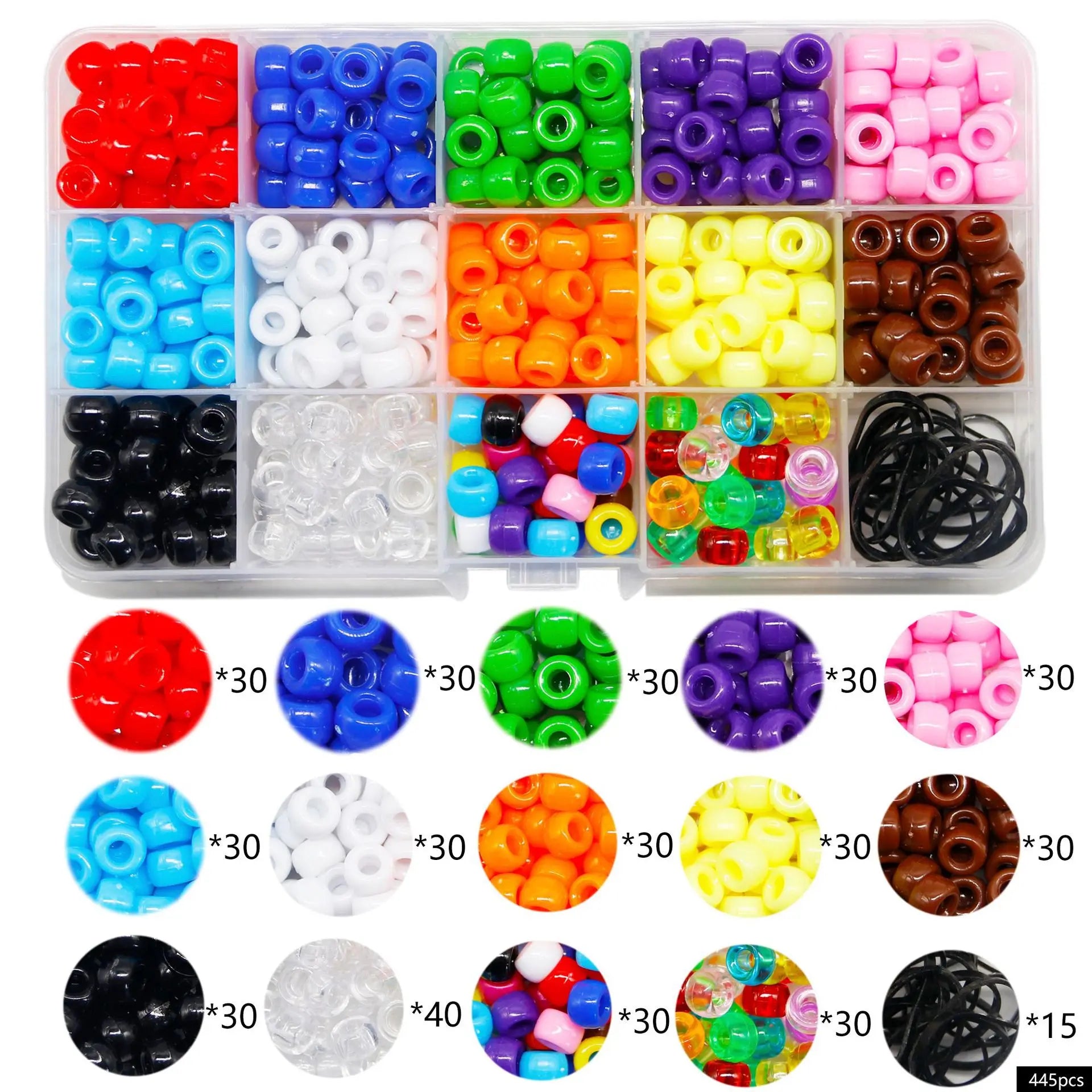 445pcs Plastic Hair Dreadlock Beads Braid Dreadlock Hair Accessories Beads for Jumbo Girls Women 166g Pack DHL\UPS\FEDEX\EMS\TNT