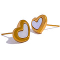 JINYOU 1502 Stainless Steel 316 Heart Stud Earrings for Women Charm Shell 18k Gold Color Rust Proof Fashion Cute Basic Jewelry