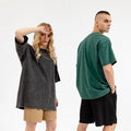 Vintage Faded Acid Wash OEM Oversized Streetwear Stone Washed Blank Heavyweight Tshirt 100% Cotton Plus Size Men's T Shirts
