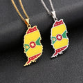 Manufacturer Enameled Grenada Map Chain Necklaces Stainless Steel 18K Gold Plated Enamel Grenada Flag Map Pendant Necklace