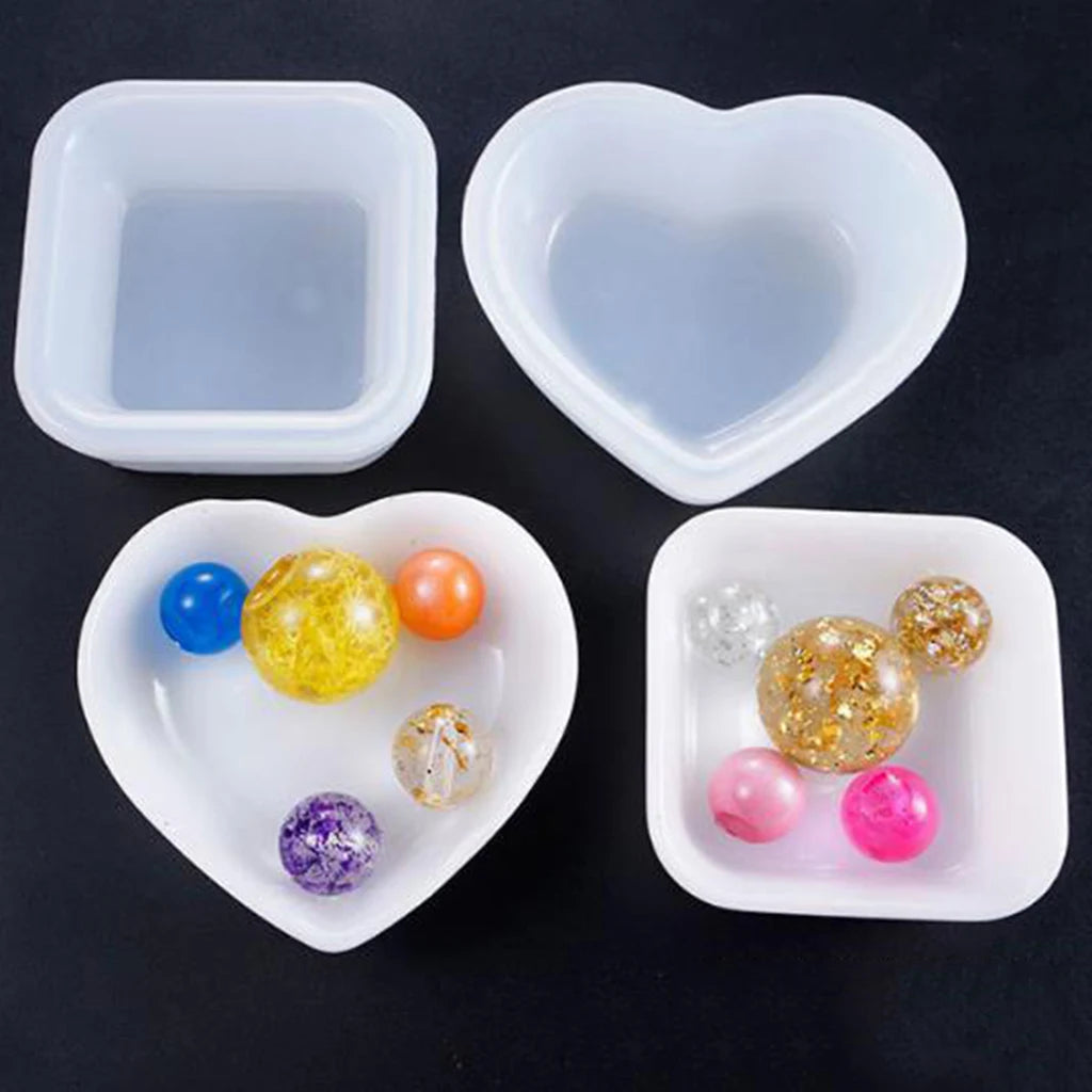 HY Heart Square Shape Silicone Crystal Epoxy Resin Mold DIY Storage Box Jewelry Dish Decoration Container Mould MegaBDM