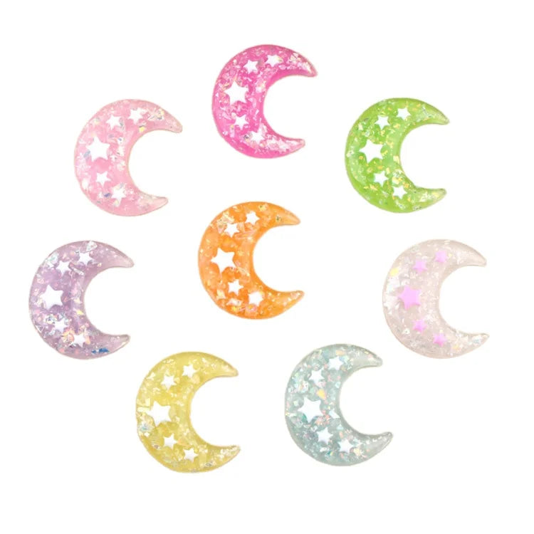 Hot Sale Good Quality Large Jelly Color Flat Back Resin Moon Cabochon for Craft