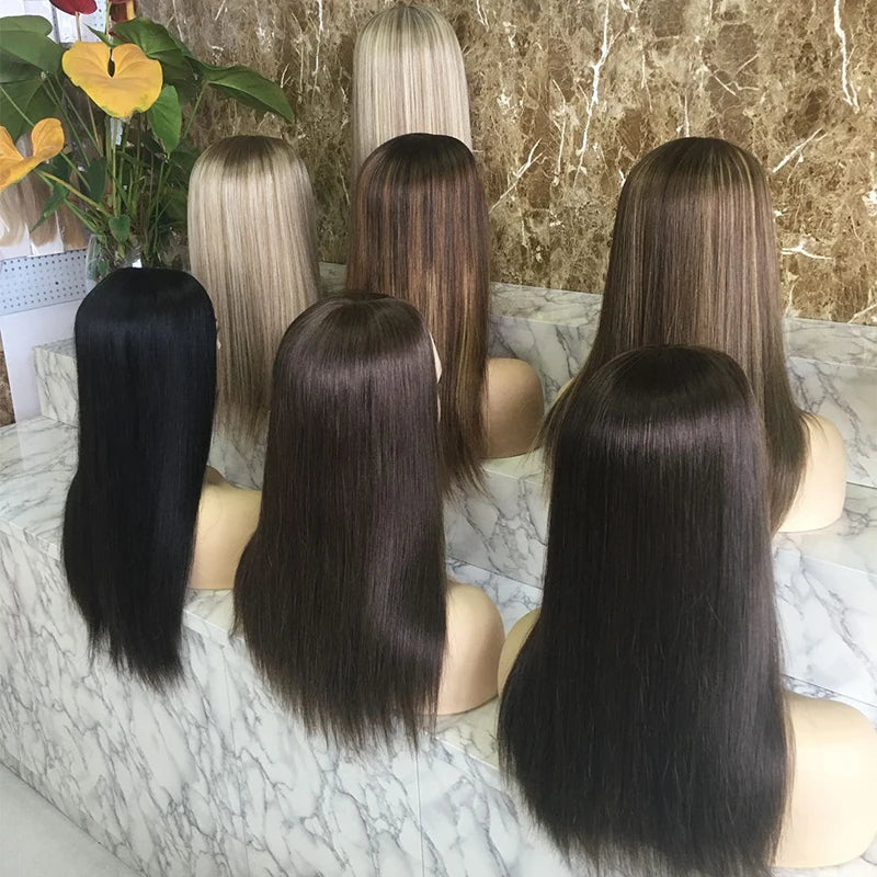 Beauty Girl 100% Virgin Human Hair Wigs Cheap Price European Real Human Hair Mono Base Wigs for White Skin Women