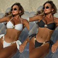 New Solid Color Shell Bikini Suit Sexy Tie Swimsuit High Cut Swimwear Bikini