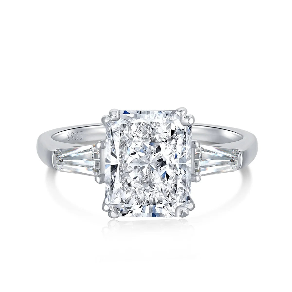 Wholesale High Quality Square Large Zircon Sparkling Customizable Engagement Wedding 925 Sterling Silver Women Jewelry Rings