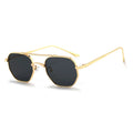 Custom Logo Retro Vintage Sunglasses  Women and Men New Designer Metal Eyewear with Champagne Gray Tea Frames