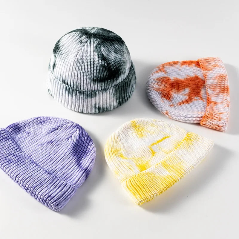 Unisex Winter Warm Knitted Beanie Hat Customizable Tie Dye Pattern with Camouflage Cartoon Argyle Design for Beach Business