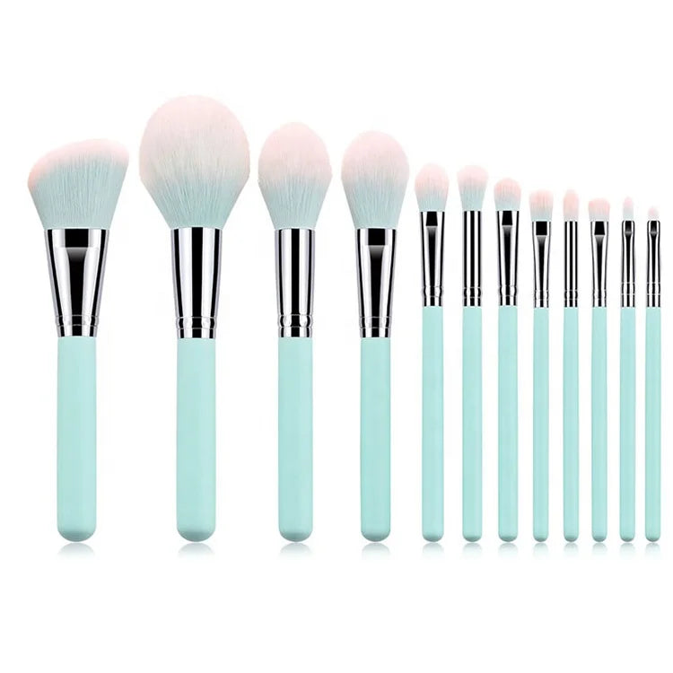 Professional Synthetic Makeup Brush Set Sky Blue Wood Handle Face Eye Brushes Foundation-China Artist Brush Set Wholesale