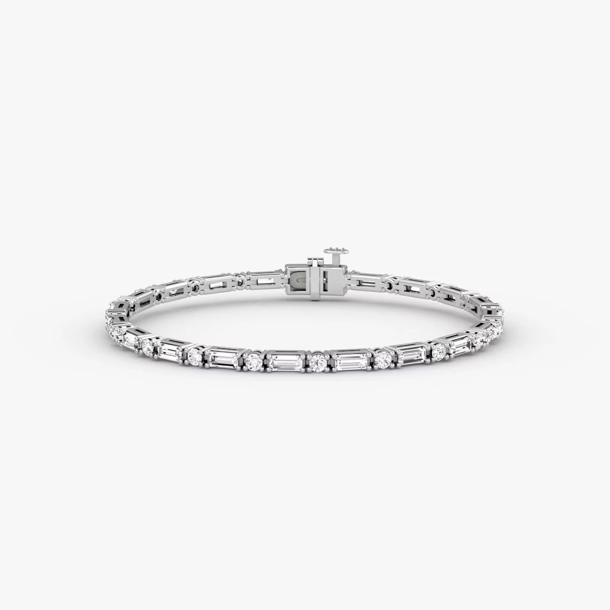 Silver Jewelry Wholesale Bracelet Women Square Shaped Rhodium Plated 925 Sterling Silver Mixed Shape Tennis Bracelet